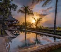 Villa Cemara, Pool at sunset